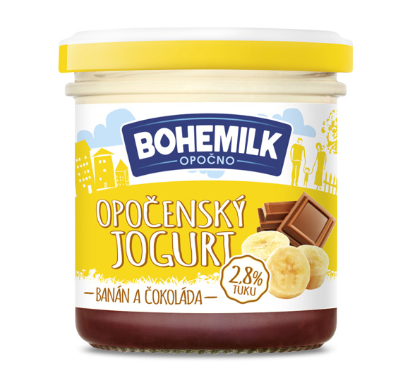 Opočenský jogurt banán a čokoláda – sklo