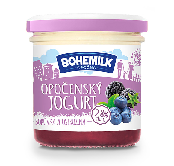 Opočenský jogurt borůvka/ostružina – sklo