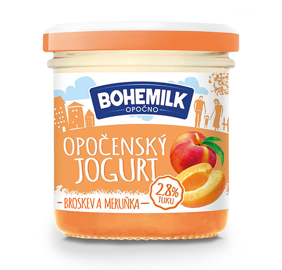Opočenský jogurt broskev/meruňka - sklo